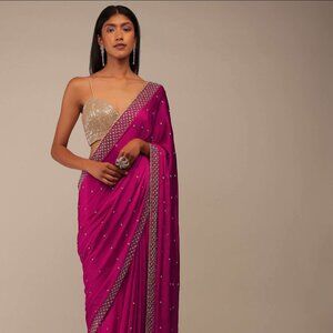 Rani Pink/Magenta Pink Saree in Stones and Cut Dana Embroidery - Kalki Saree